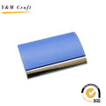 Metal Leather Name Card Holder with Blue Color on Top